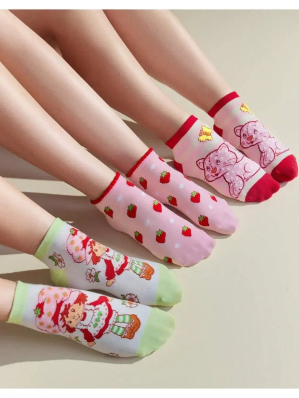 Strawberry Shortcake Ankle Socks – 3-Pack of Cute Cartoon Graphic Socks One Size